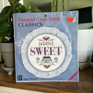 Vintage Stamped Cross Stitch Home Sweet